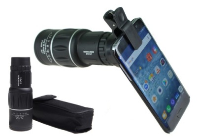 MONOKULAR LORNETKA 16x52 LUNETA SZKŁO + KLIPS