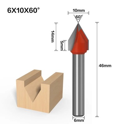 6mm Shank 3D w kształcie litery V komputer nó