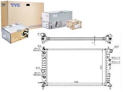 RADUADOR DEL MOTOR DE AGUA OPEL VECTRA B 1.6-2.6 09.95-07.03 TYC  