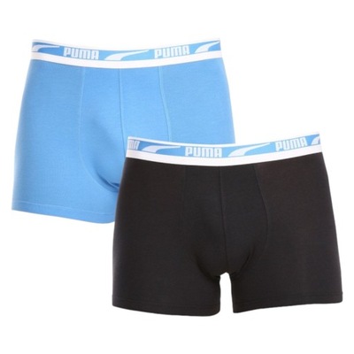 PUMA BOKSERKI MĘSKIE MAJTKI BOXER 2P CZARNE/NIEBIESKIE r.M