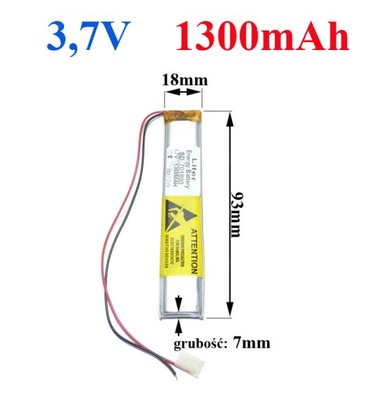 Akumulator Bateria GPS GSM RC 701893 1300mAh