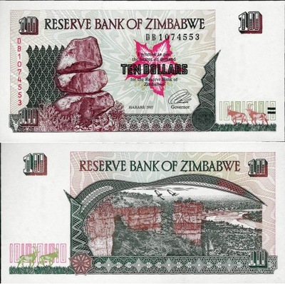 Zimbabwe 1997 - 10 Dollars Pick 6 UNC
