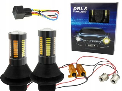 ŽIBINTAI LEMPUTĖS LED 66 SMD PY21W CAN MIKROAUTOBUSAS + RODIKLIAI PY21W (IN104) 