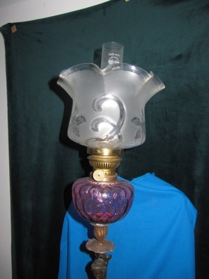 --OBNIŻKA--Figuralna z Brazu Lampa Naftowa 85cm XIXw