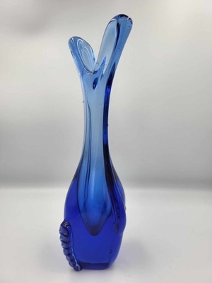 Wazon Murano Glass,kobaltowy,vintage z 70 lat