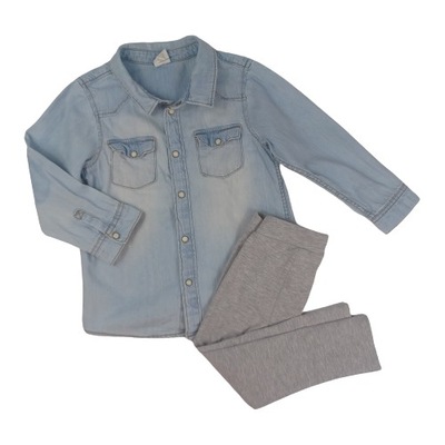 Komplet H&M koszula jeansowa + legginsy 92