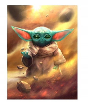 DIAMENTOWY HAFT KORALIKI YODA 20 X 30 CM