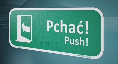 Znak Pchać by otworzyć (lewy) PUSH E310L BRAILLE 