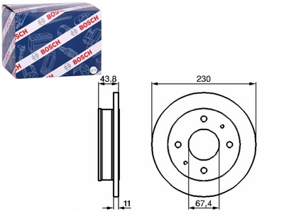 DISCOS DE FRENADO 2SZT. PARTE DELANTERA HYUNDAI ATOS 1.0 02.98-12.00 BOSCH  