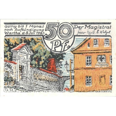 Banknot, Niemcy, Wartha, 50 Pfennig, village 1921-