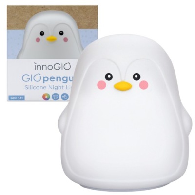 Lampka nocna dziecięca InnoGIO silikonowa LED pingwin kolorowe światło