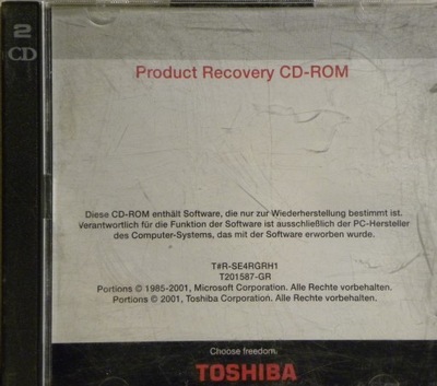 2 CD TOSHIBA PRODUCT RECOVERY CD-ROM EX