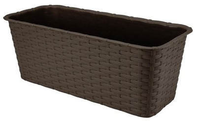 SKRZYNKA BALKONOWA DONICZKA wzór rattan 40cm BRĄZ