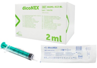 STRZYKAWKA 3-CZĘŚCIOWA TRZYCZĘŚCIOWA ZARYS DICONEX LUER 100 SZTUK - 2 ML