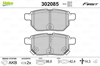 VALEO 302085 JUEGO ZAPATAS HAMULCOWYCH, FRENOS TARCZOWE  