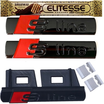 PREMIUM EMBLEM SIGN S-LINE SET 3SZT BLACK GLOSS RADIATOR GRILLE EMBLEMATY  