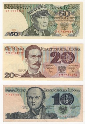 POLSKA PRL ZESTAW BANKNOTÓW 3 szt bardzo ładne