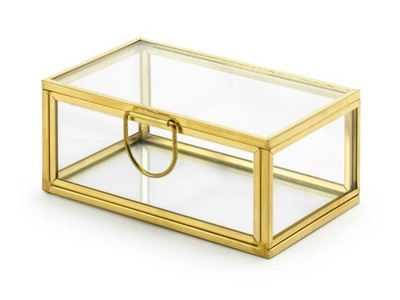 Szklane pudełko na obrączki złote NA ŚLUB