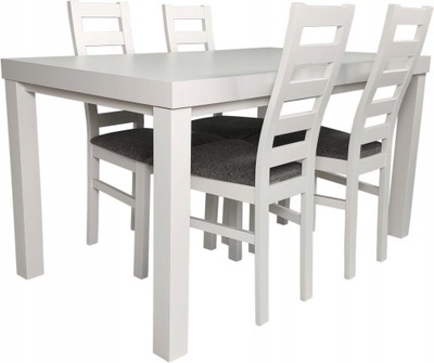 stół 140x80 i 4 krzesła Prato BIAŁY MAT
