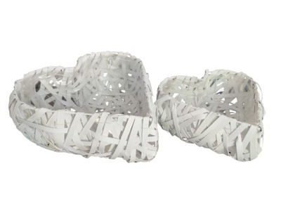 Osłonka wiklinowa biała 2 serca do kompozycji baza pod stroik podkład #w851