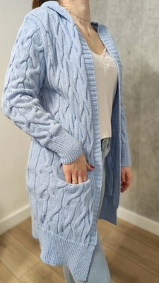 Kardigan Narzutka Sweter Rozmiar Standard Błękitny