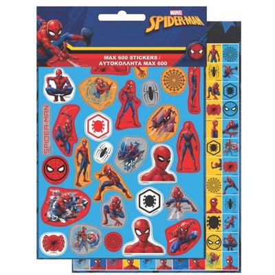 SPIDERMAN zestaw naklejek 8 ark 21,5x14,5 600szt