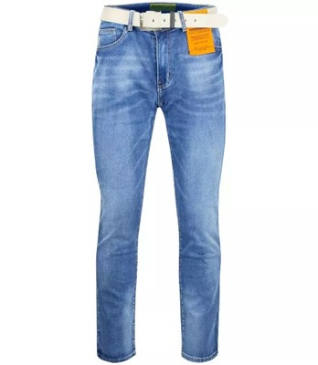 Jeansy spodnie jeansowe męskie z paskiem 33
