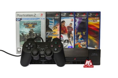 Konsola retro Sony PlayStation 2 (PS2) Slim + pad, karta pamięci, gry