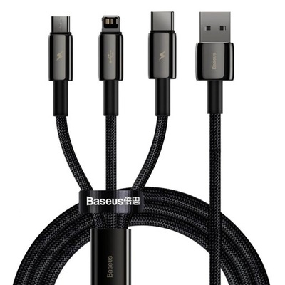 kabel USB-C/Lightning/micro 1,5 m 3w1 czarny