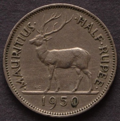 Mauritius - 1/2 rupee 1950