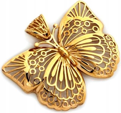 Złota efektowna zawieszka 375 okazały ażurowy motylek na prezent 9K motyl