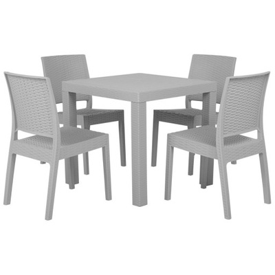 Zestaw ogrodowy stół i 4 krzesła jasnoszary FOSSANO