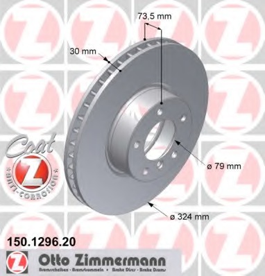 ZIMMERMANN BMW 5 E39 324MM ДИСКИ ТОРМОЗНЫЕ ПЕРЕД 150.1296.20