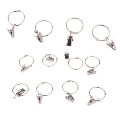 2x12Pcs Curtain Ring Hook with Clips with Eyes Portable Sliding Rod 3 Pcs
