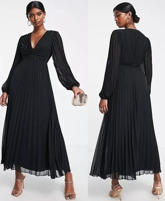 sukienka czarna maxi plisowana długa rozkloszowana 42 XL 14