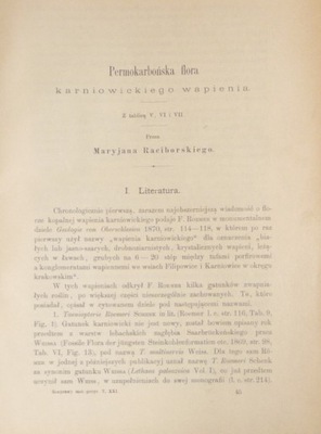 PERMOKARBOŃSKA FLORA KARNIOWICKIEGO WAPIENIA - Maryjan RACIBORSKI 1891