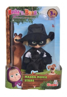 lalka Masza i Niedźwiedź w przebraniu Zorro 14cm