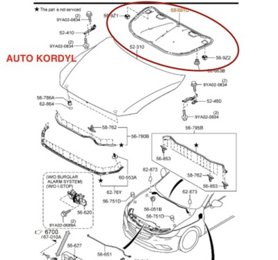 Ізолятор шумоізоляція капот mazda 6 gj 2012- фото №1