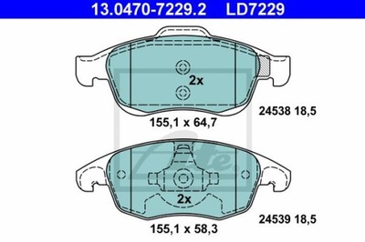 ATE 13.0470-7229.2 ZAPATAS CERÁMICOS PARTE DELANTERA PEUGEOT 5008/PARTNER 1,6 08-  