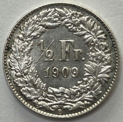 Szwajcaria 1/2 Franki 1909 srebro *359