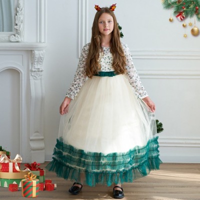 Sukienki dziecięce Nadruk świąteczny rękawem