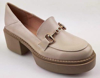 VINCEZA Loafersy Półbuty Beżowe 58231 r.37