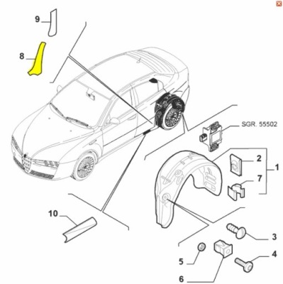 Наклейка защитная крыло левый задняя alfa фото №1