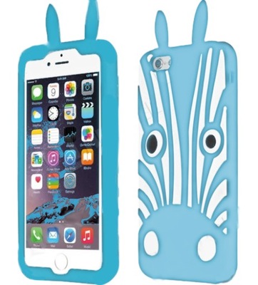 Etui case gumowe 3D ZEBRA NIEBIESKA iPhone 6/6s/7/8/se