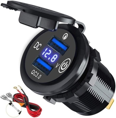 Зарядний пристрій автомобільна 2xusb qc3.0 woltomierz сенсорний фото №1