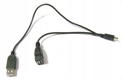 Przewód kabelek micro USB - Wtyk USB + Gniazdo USB