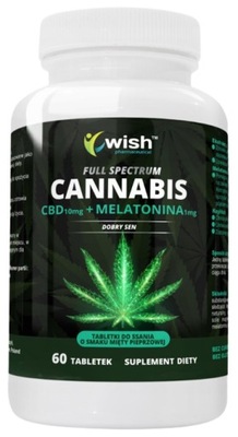 Wish CBD + Melatonina Dobry sen 60tab. do ssania Mięta pieprzowa Spokój