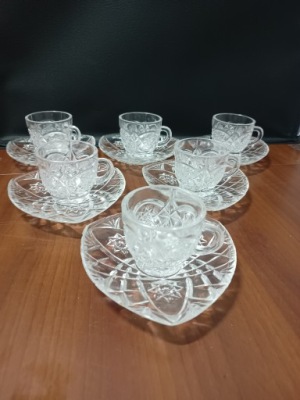 SZKLANE FILIŻANKI SZKŁO Z PRL KOMPLET 6 sztuk