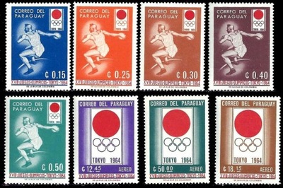 Paragwaj 1964 Znaczki 1265-72 ** sport igrzyska olimpijskie Olimpiada