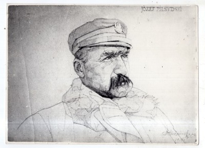 WP II RP - Piłsudski - Rysunek Bolesław Kuźmiński